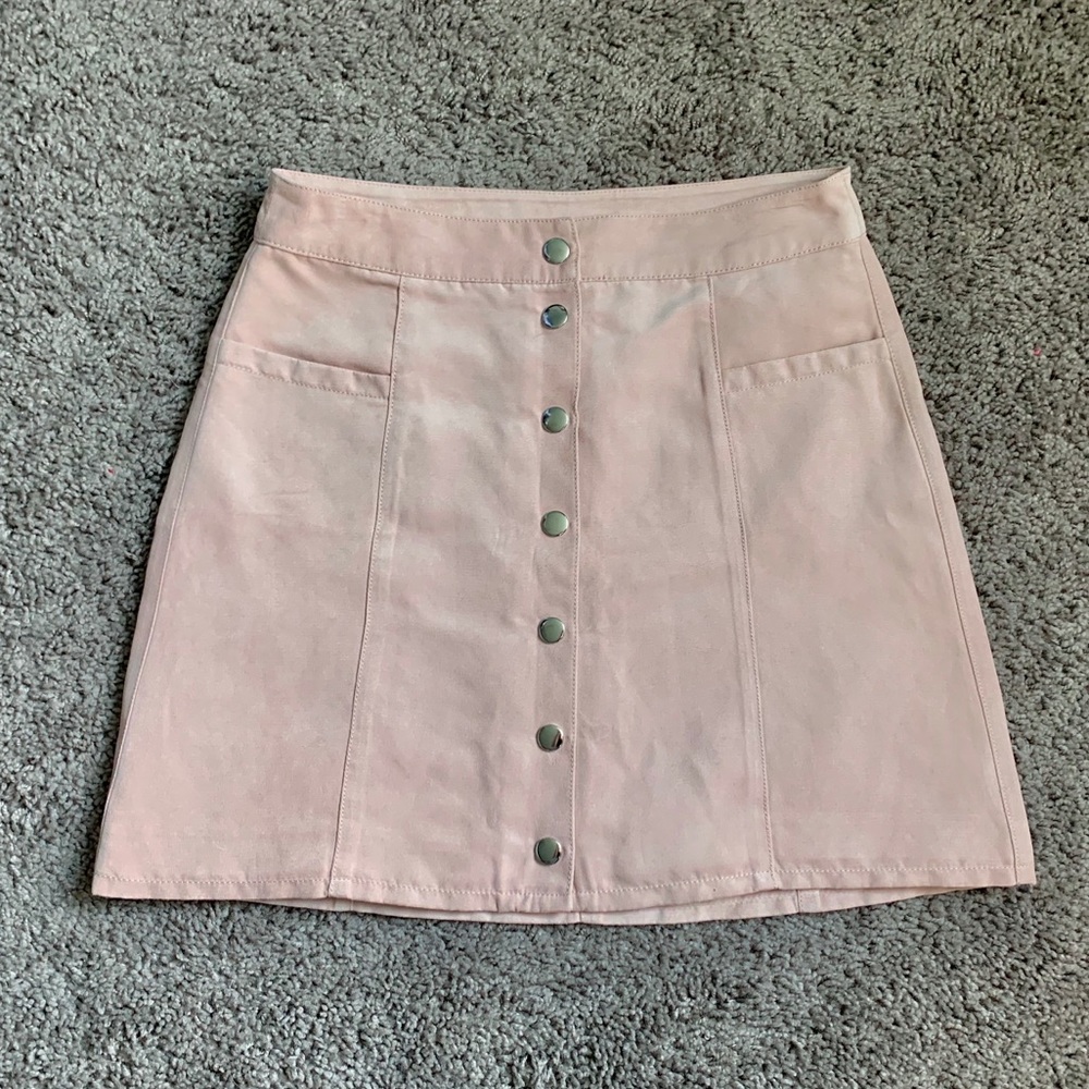 H&M Divided ~ Light Pink Suede Button Up Skirt
